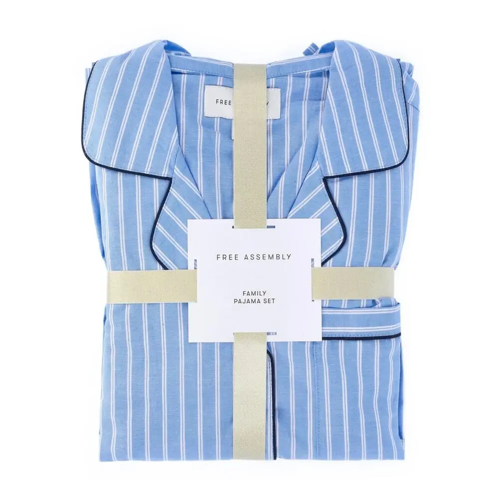 Kids 100% Cotton Blue Stripe Pajama Set Unisex Size 10
